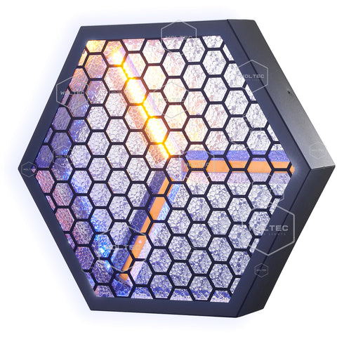 WOLTEC 2-pack R3 PXL Hexagonal Retro Stage PAR Light for Disco and DJ Parties Background Effect – A Sound Active 3 x 60W WW and 47 RGB LED Rave light with Tungsten-Look Filament and RGBW Glow of Strobe Lamp